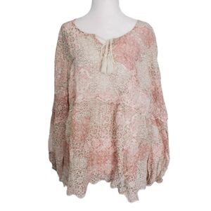 NEW Style & Co Pink Embroidered Tunic Blouse Top